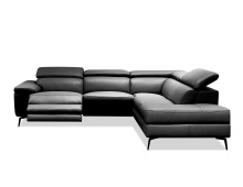 Mobital RSF-CAME-BLAC-PCBRE - CAMELLO    RSF Chaise   Sectional Black Full Top Grain Semi-Analine Leather  With Electric Recliner 