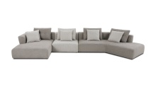 Mobital SEL-COMO-BIBE-3PCS - COMO    3-Piece LSF Chaise  Sectional Birch Beige Base/ Bone Rib Weave Cushion Fabric