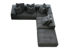 Mobital SEL-MALL-SMOK-4PC - MALLOW    4-Piece  Sectional  Smoke Grey Chenille Fabric (Corner , LAF  , 1 Armless, Ottoman)