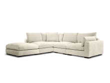 Mobital SEL-ONZA-OATT-5PCN - ONZA     5-Piece Chaise Left Side Facing  Sectional Oat Tweed Fabric Corner, RAF, 2 Armless ,Ottoman