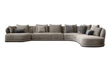 Mobital SEL-VOLT-BBRO-4PCS - VOLTAIRE    LSF Chaise  Sectional Brindle Brown with Cocoa Bunny Square Pillows and Mocha Bean Recta
