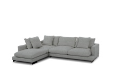 Mobital SEL-WEEK-GRHT-CONDO - WEEKENDERCondo    Chiase Facing Left  Sectional Grey Harris Tweed Fabric  Black Powder Coated Frame