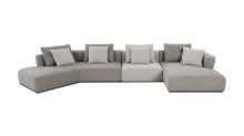 Mobital SER-COMO-BIBE-3PCS - COMO    3-Piece RSF Chaise  Sectional Birch Beige Base/ Bone Rib Weave Cushion Fabric