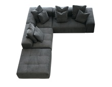 Mobital SER-MALL-SMOK-4PC - MALLOW    4-Piece  Sectional  Smoke Grey Chenille Fabric (Corner , RAF  , 1 Armless, Ottoman)