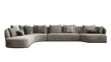 Mobital SER-VOLT-BBRO-4PCS - VOLTAIRE    RSF Chaise  Sectional Brindle Brown with Cocoa Bunny Square Pillows and Mocha Bean Recta