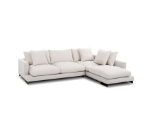 Mobital SER-WEEK-EGGS-CONDO - WEEKENDERCondo    Chaise Facing Right  Sectional Eggshell Fabric  Black Powder Coated Frame