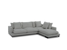 Mobital SER-WEEK-GRHT-CONDO - WEEKENDERCondo    Chaise Facing Right  Sectional Grey Harris Tweed Fabric  Black Powder Coated Frame