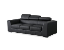 Mobital SOF-ICON-BLAC-PREMI - ICON      Sofa Black Premium Leather Adjustable Headreat / Polished Steel Legs