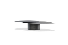 Mobital WCO-LAYE-PECR-STEEL - LAYER    Coffee Table  Noir Desir Bocciadato Ceramic Top/ Pewter Crosshatched  Steel Base and Top