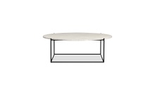 Mobital WCO-LOLA-TRAV-PCBLA - LOLA      Coffee Table Travertino Marble Black Powder Coated Legs