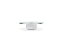 Mobital WCO-SKIP-CLEA-WHITE - SKIP      Coffee Table Clear Glass White Marble