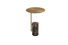 Mobital WEN-BUTL-BRAS- - BUTLER      End Table Brass Powder Coated Steel,  Brown Marble