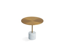 Mobital WEN-CIRC-WHIT-LOW9 - CIRCULO    Low  End Table White Marble,Brass Powder Coated Steel Low