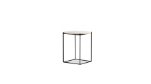 Mobital WEN-LOLA-TRAV-PCBLA - LOLA      End Table Travertino Marble Black Powder Coated Legs