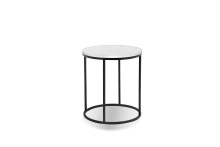 Mobital WEN-ONIX-WHBL-RO2PC - ONIX    Round  End Table White Semi-Honed Marble  Black Powder Coated Frame