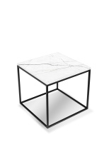 Mobital WEN-ONIX-WHBL-SQ2PC - ONIX    Square  End Table White Semi-Honed Marble  Black Powder Coated Frame