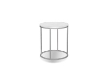 Mobital WEN-ONIX-WHBS-RO2PC - ONIX    Round  End Table White Semi-Honed Marble  Brushed Stainless Steel base
