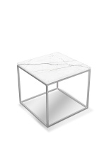 Mobital WEN-ONIX-WHBS-SQ2PC - ONIX    Square  End Table White Semi-Honed Marble  Brushed Stainless Steel base