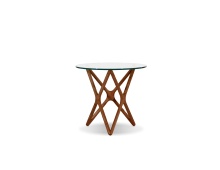 Mobital WEN-QUAS-ASHW-LOW9 - QUASAR    Low  End Table  Clear Glass Solid Ash Stained Walnut Base