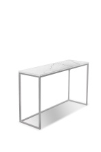 Mobital WSO-ONIX-WHBS-ST2PC - ONIX      Sofa Table White Semi-Honed Marble  Brushed Stainless Steel base