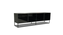 Mobital WTV-BARK-BASH-PCBLA - BARKER      Media Unit Slate Ceramic Top , Ash Veneer structure , smoke glass front, Black Powder Co
