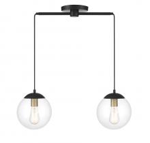 Savoy House M100110MBKNB - 2-Light Linear Chandelier in Matte Black with Natural Brass
