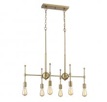 Savoy House Meridian CA M10015-322 - 6-Light Linear Chandelier in Natural Brass