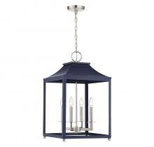 Savoy House M30009NBLPN - 4-Light Pendant in Navy Blue with Polished Nickel