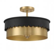 Savoy House M60072MBKNB - 3-Light Ceiling Light in Matte Black and Natural Brass