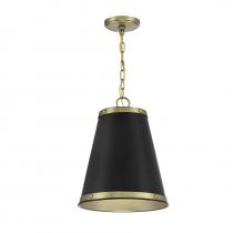 Savoy House Meridian CA M7014MBKNB - 1-Light Pendant in Matte Black with Natural Brass