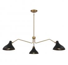 Savoy House Meridian CA M7019MBKNB - 3-Light Pendant in Matte Black with Natural Brass