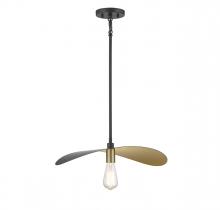 Savoy House Meridian CA M7031MBKNB - 1-Light Pendant in Matte Black and Painted Gold