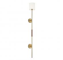 Savoy House M90063NB - 1-Light Plug-In Wall Sconce in Natural Brass with Leather Accent