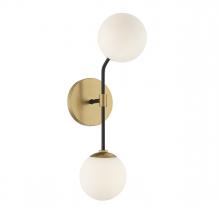 Savoy House M90098MBKNB - 2-Light Wall Sconce in Matte Black and Natural Brass
