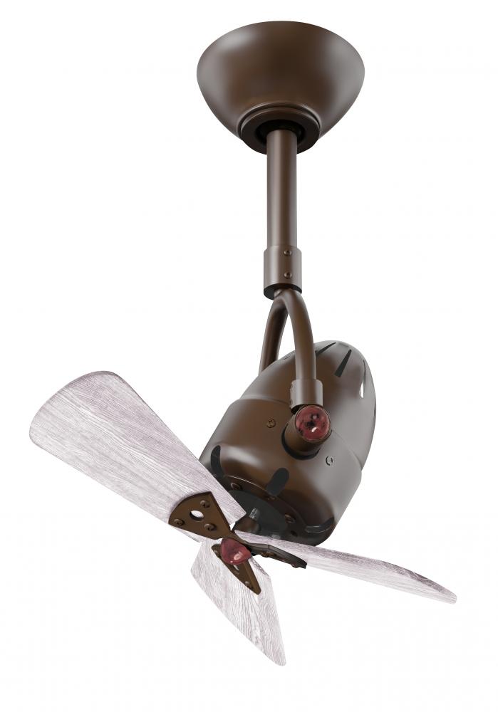 Diane oscillating ceiling fan in Textured Bronze finish with solid barn wood blades.