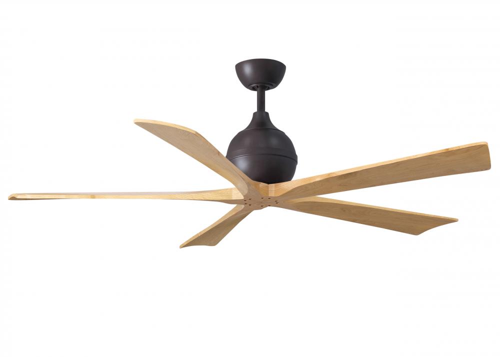Irene-5 five-blade paddle fan in Textured Bronze finish with 60" with light maple blades.