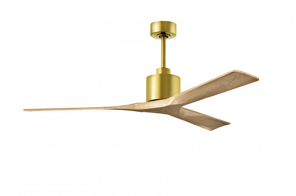 Nan 6-speed ceiling fan in Brushed Brass finish with 60” solid light maple tone wood blades