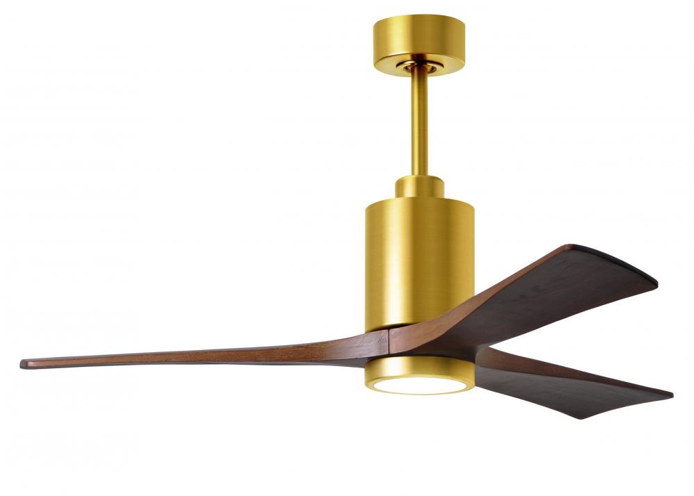 Patricia-3 three-blade ceiling fan in Brushed Brass finish with 52” solid walnut tone blades and