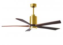 Matthews Fan Company PA5-BRBR-WA-60 - Patricia-5 five-blade ceiling fan in Brushed Brass finish with 60” solid walnut tone blades and