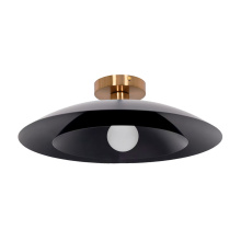 Dainolite PIM-171SF-MB - 1 Light Semi-Flush Mount in Aged Brass w/ Matte Black Metal Shade