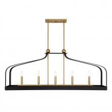 Savoy House Canada 1-7804-5-143 - Sheffield 5-Light Linear Chandelier in Matte Black with Warm Brass Accents