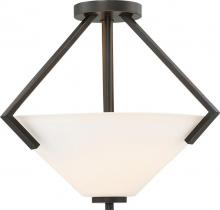 Nuvo 60/6351 - Nome - 2 Light Semi Flush with Satin White Glass - Mahogany Bronze Finish