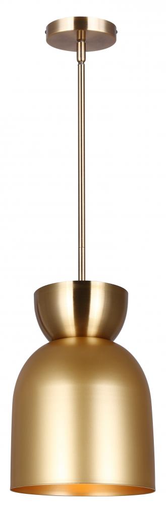 AUREA, GD + PGD Color, 1 Lt Rod Pendant, 60W Type A, 9" W x 17.25 - 59.25" H