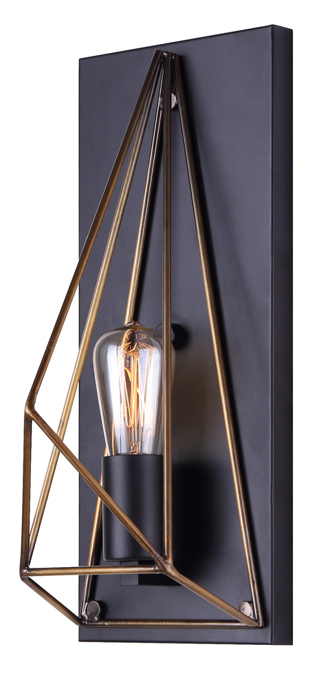 GREER, Gold + MBK Color, 1 Lt Wall Sconce, 60W Type A, 6" W x 14" H x 5 1/2" D
