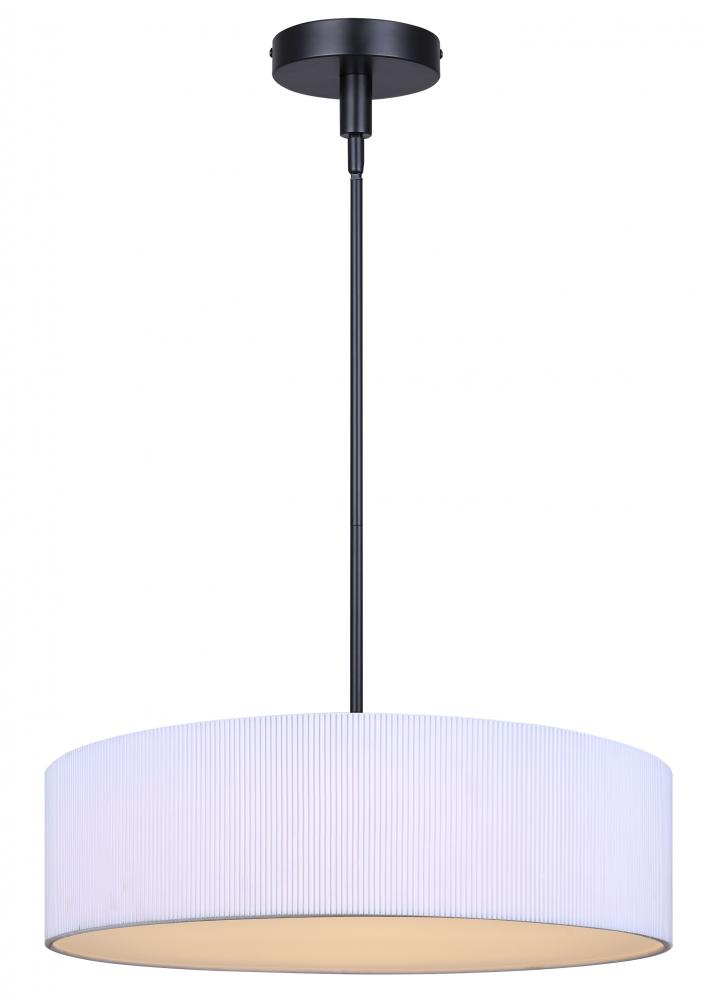 CARMYNN, MBK , 22" W Cord LED Chandelier, White Ribbed Shade, 27W LED (Int.), Dimm., 2200 lm