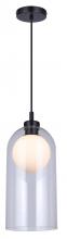 Canarm IPL1142A01BK - PELIA, MBK Color, 1 Lt Cord Pendant, Clear Glass + Flat Opal Glass, 60W Type C,