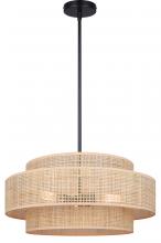 Canarm ICH1149A03NBK22 - BELLAMY, 3 Lt 22" W Rod Chandelier, Natural Rattan Shade, 60W Type A, 22" W x 17.25 - 59.25&