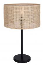 Canarm ITL1149A22BK-NR - BELLAMY, 1 Lt Table Lamp, Natural Rattan Shade, 100W Type A, Tri-Light , 13.75" W x 22" H