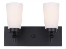 Canarm IVL326A02BK - Portia, IVL326A02BK -G-, MBK Color, 2 Lt Vanity, Flat Opal Glass, 60W Type A