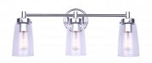 Canarm IVL1016A03CH - RORY, IVL1016A03CH -G-, 3 Lt Vanity, Clear Glass, 100W Type A, 23inch W x 10inch H x 6.25inch D